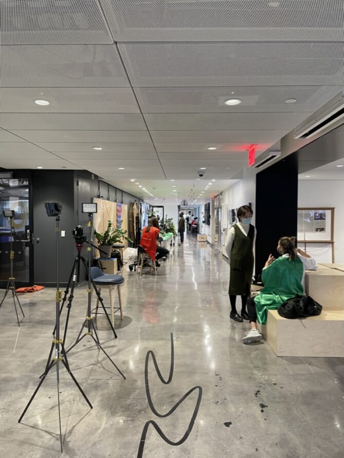 The lobby area of the Department of Interactive Media Arts at the NYU Tisch School of the Arts.
