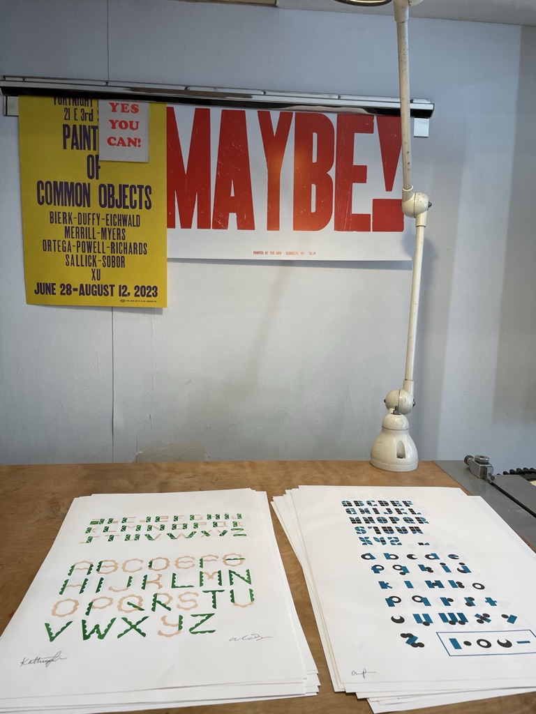 Printed copies of the posters with the different modular alphabets the author and her peers designed.