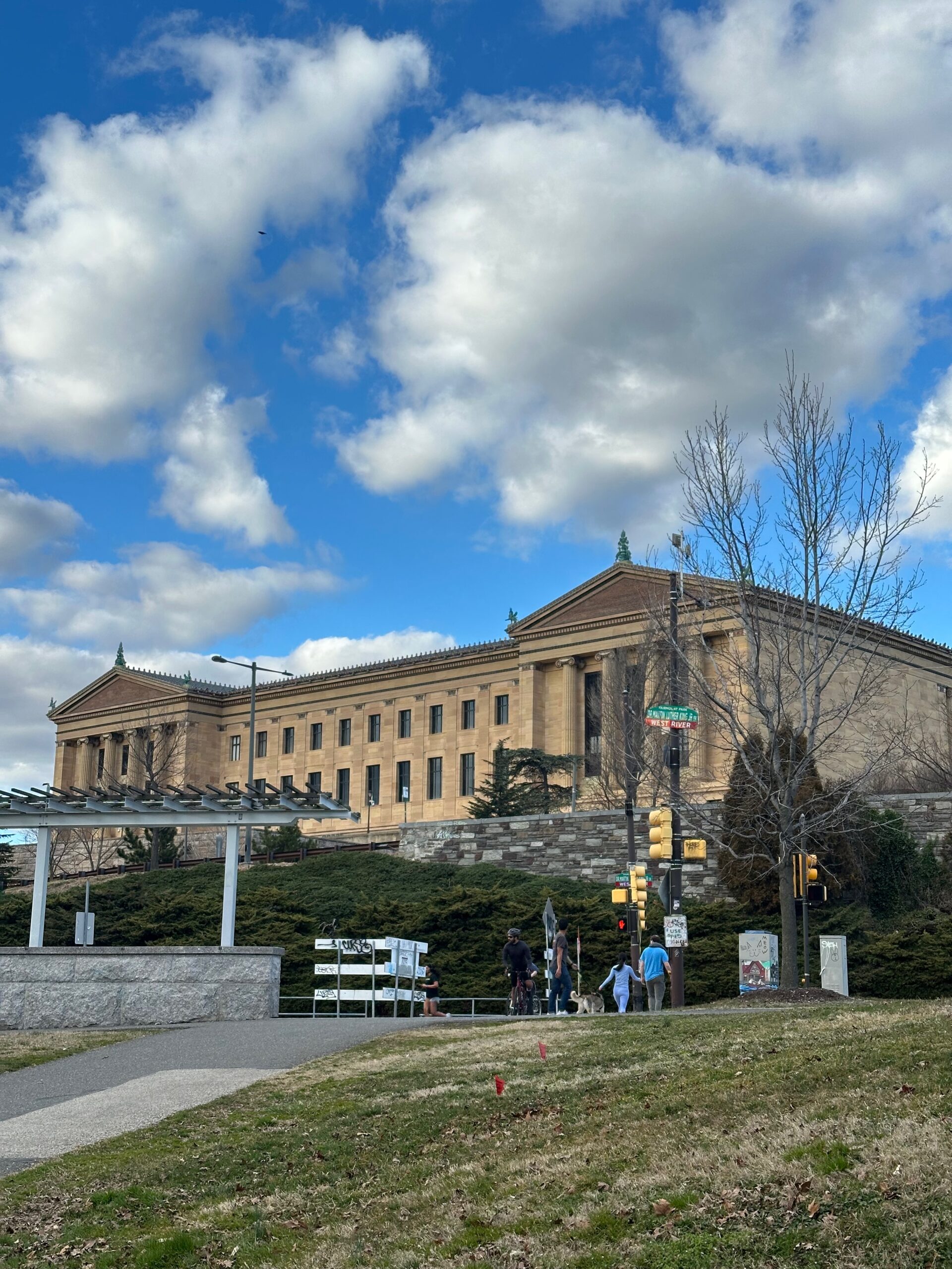 Exterior of the Philadelphia Art Museum on a sunny day.
