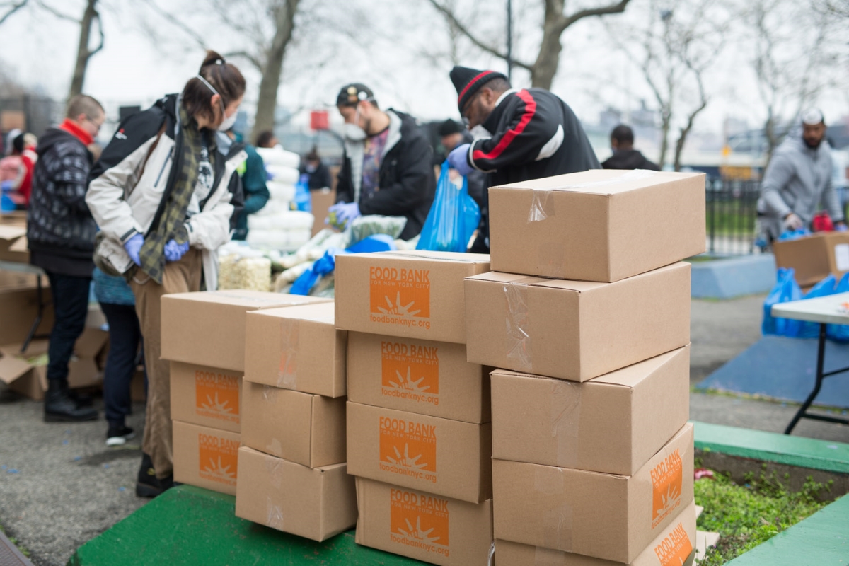 Food Bank For New York City volunteers at an outdoor event.