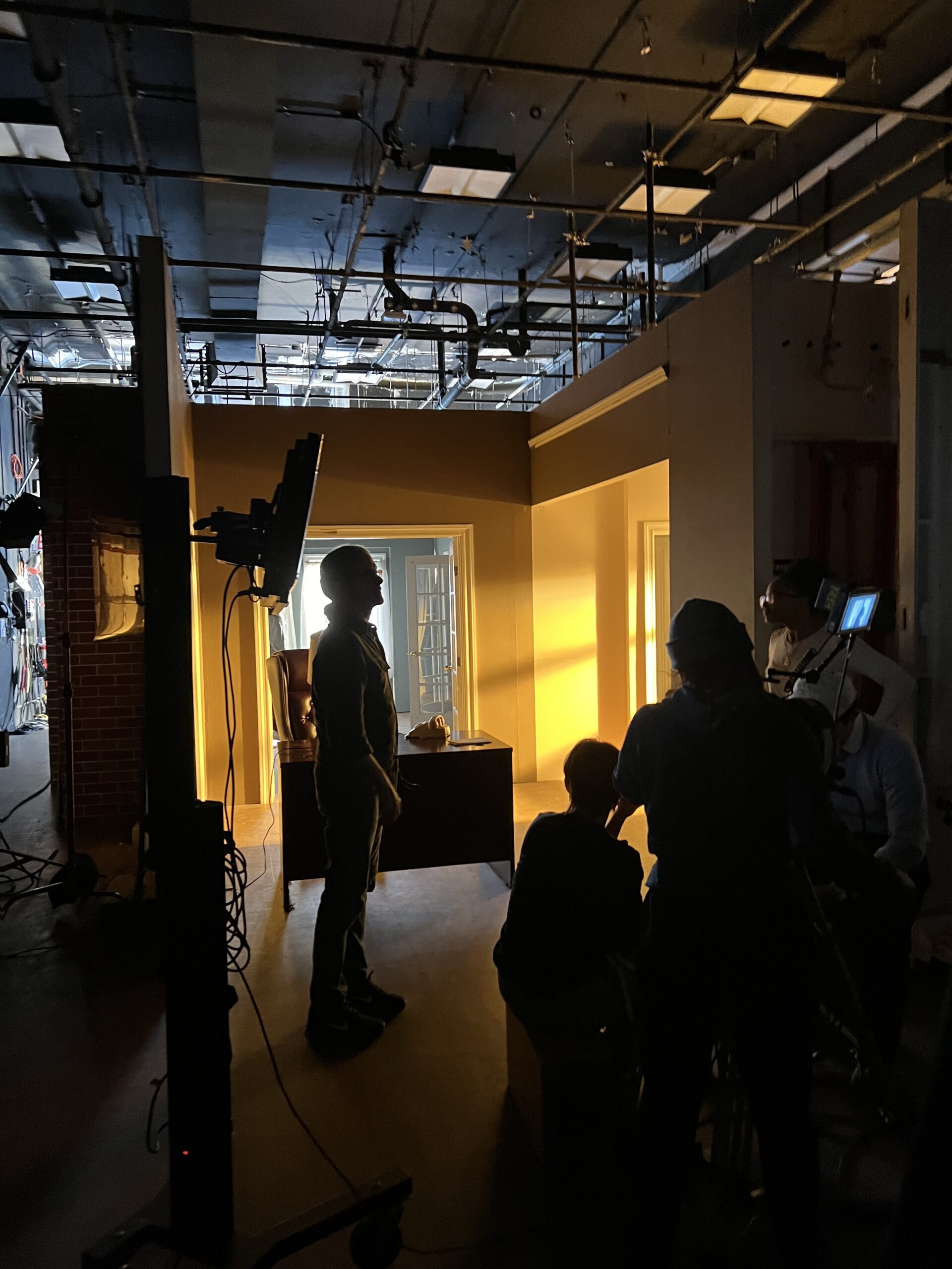 Behind the scene for cinematography craft course doing lighting exercise