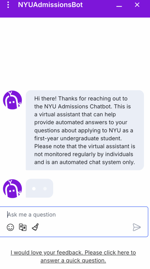 an image of the NYUAdmissionsBot