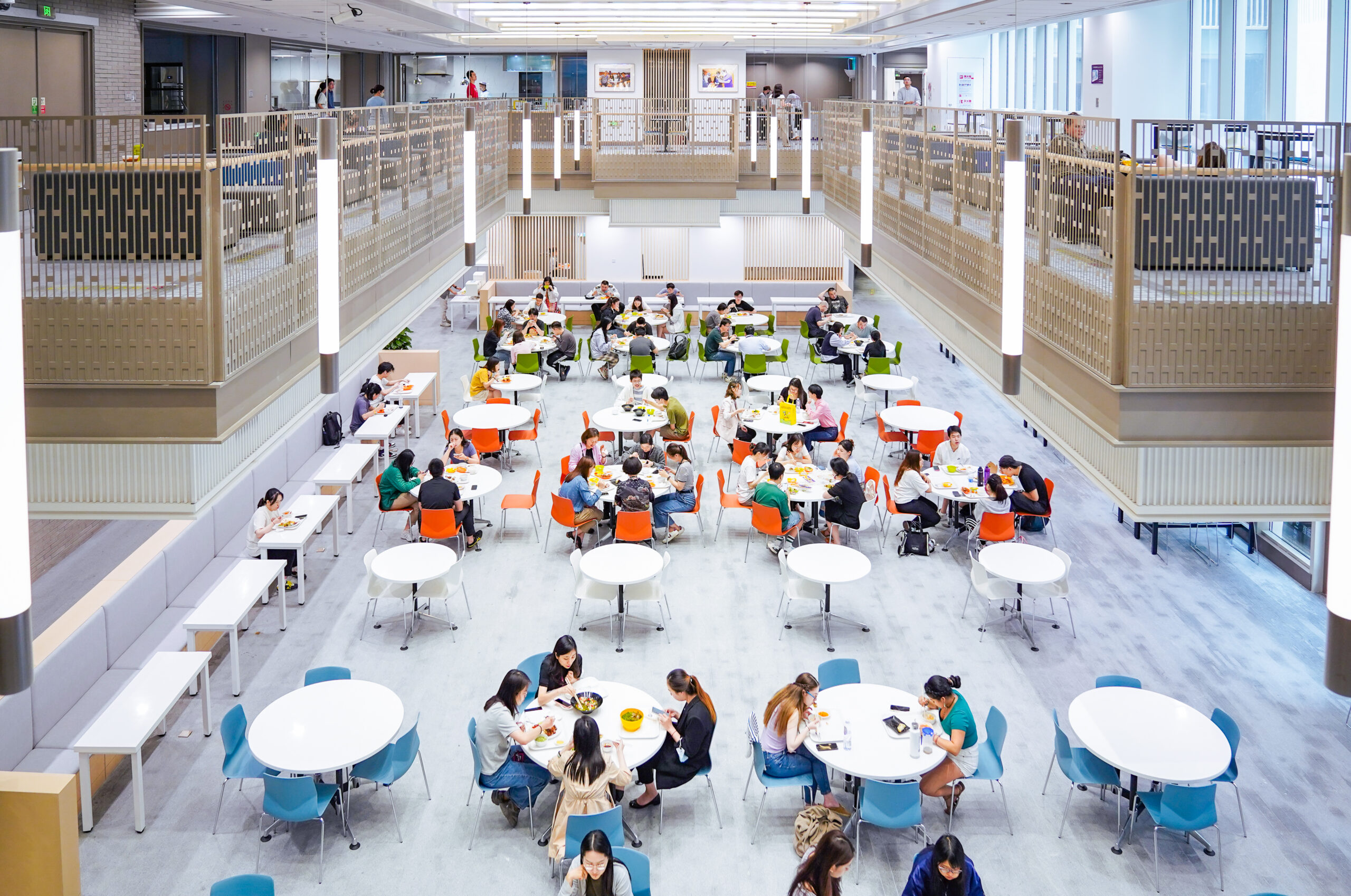 aerial view of the canteen dining area at NYU Shanghai