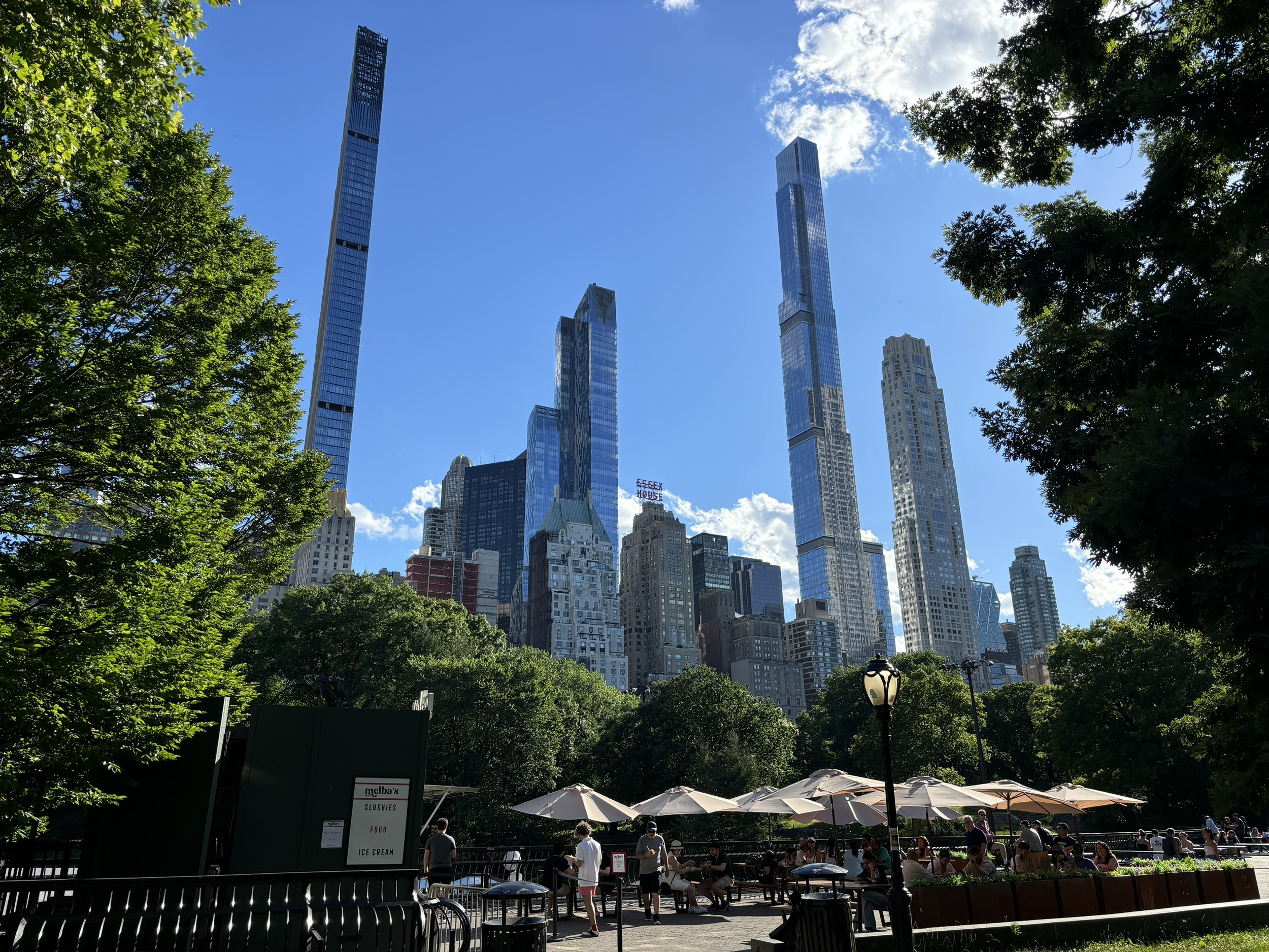 A view of the NYC Skyline above the Wollman Ice Rink in Central Park