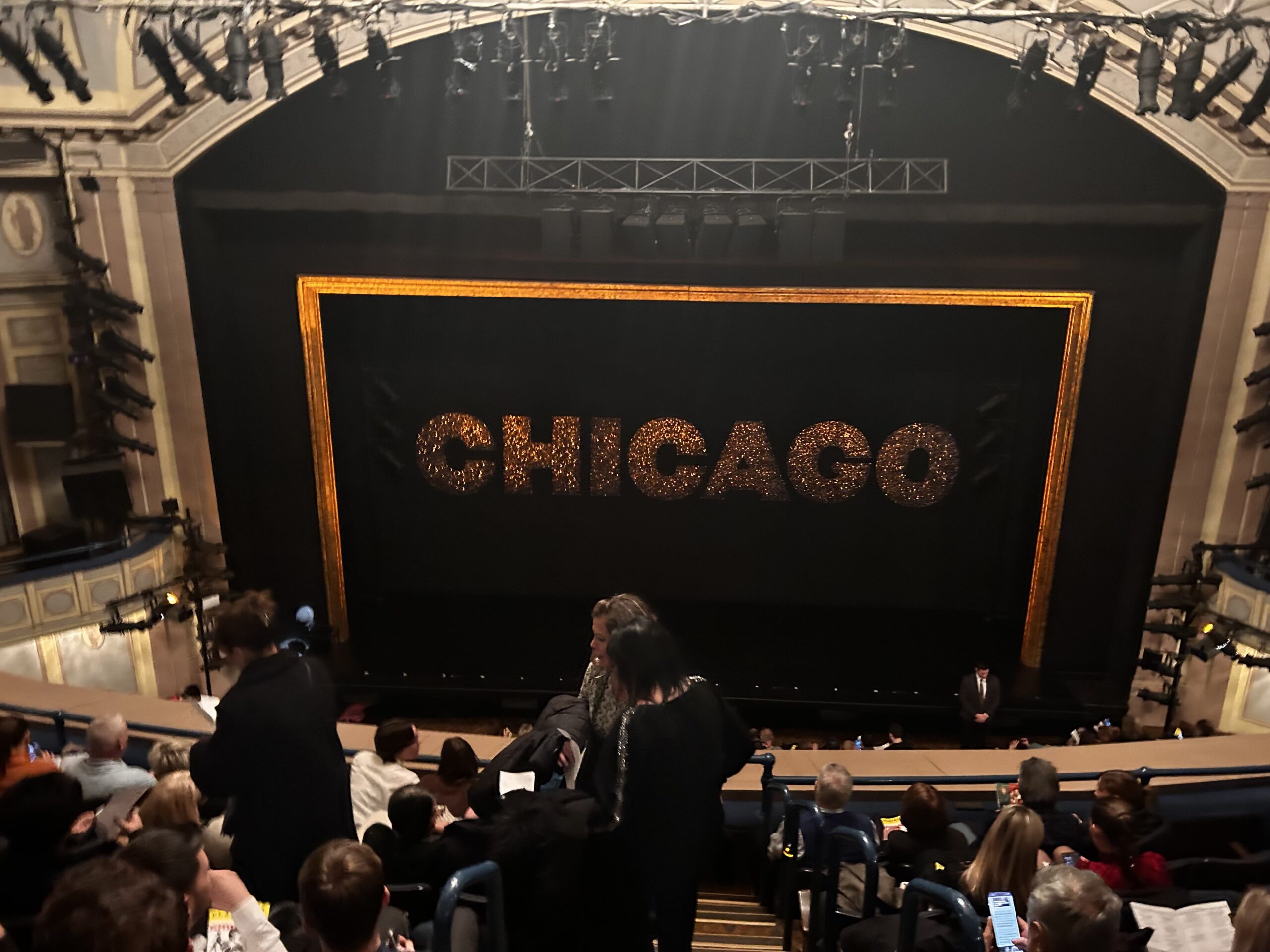 The curtain for the broadway show Chicago.