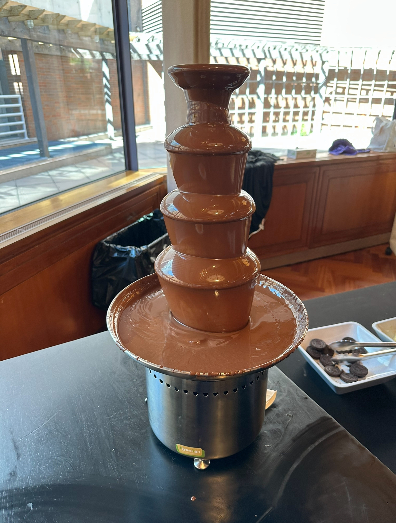 A chocolate fountain at Palladium dining hall.