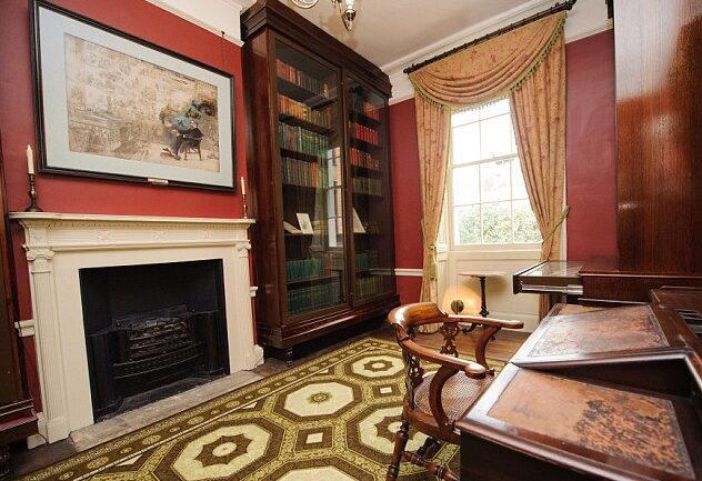 Charles Dickens’ study inside Dickens House in London.