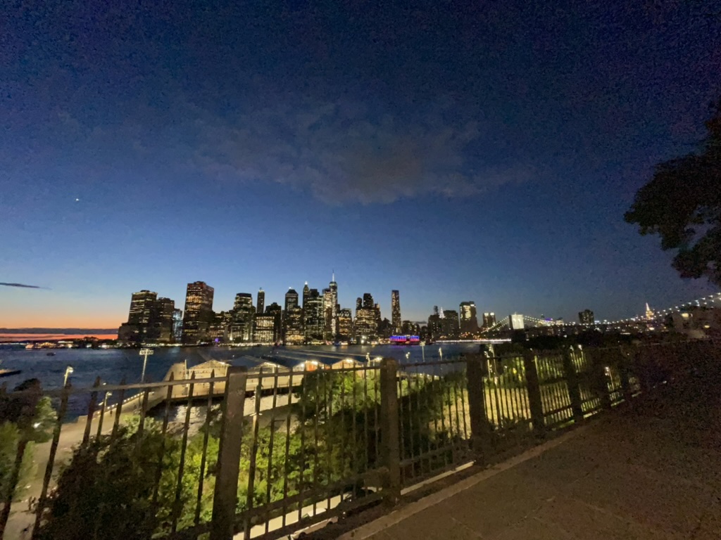 A snapshot of the Manhattan skyline from the Brooklyn Promenade at Night