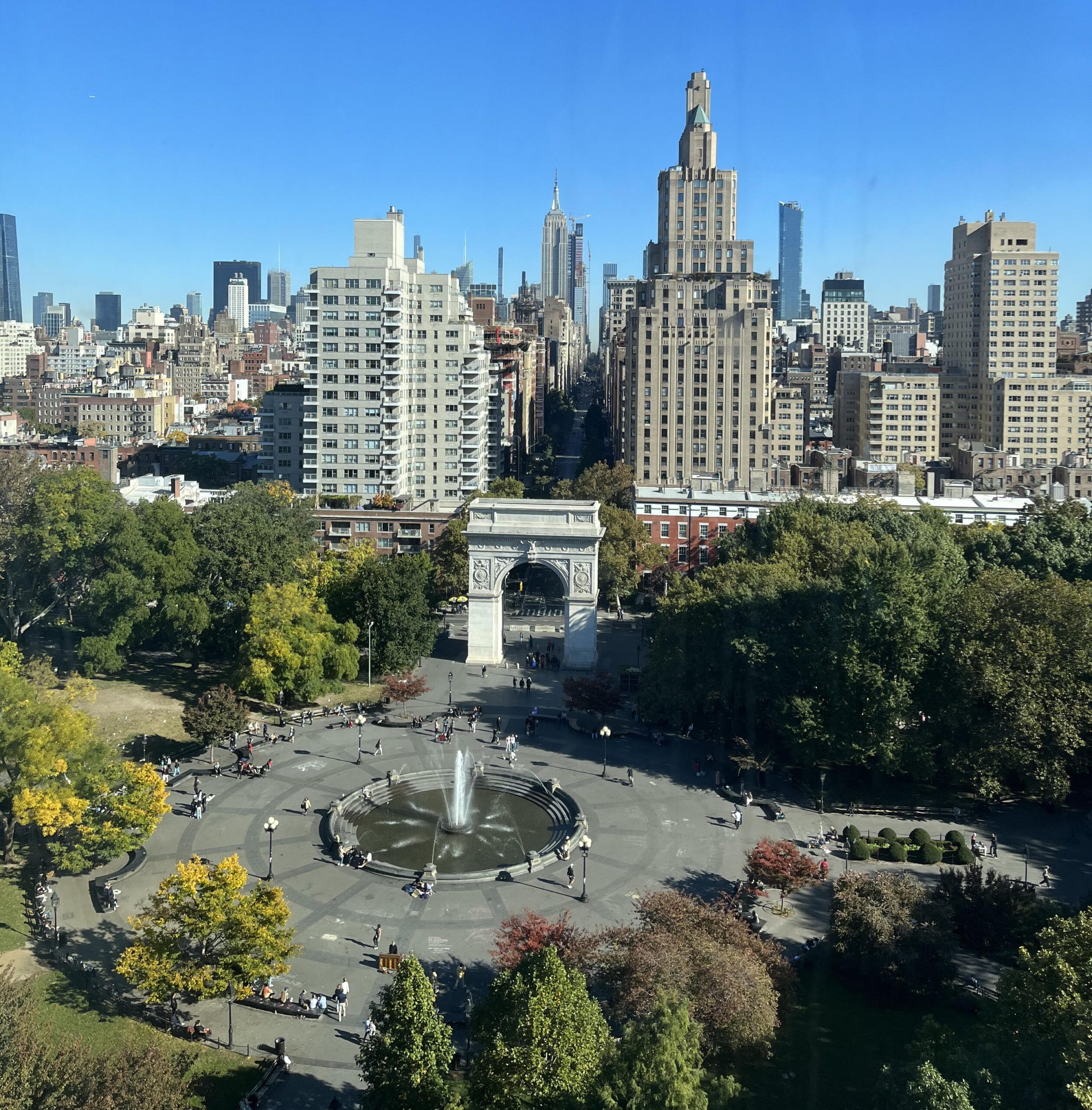 A bird's-eye view of Washington Square Park.