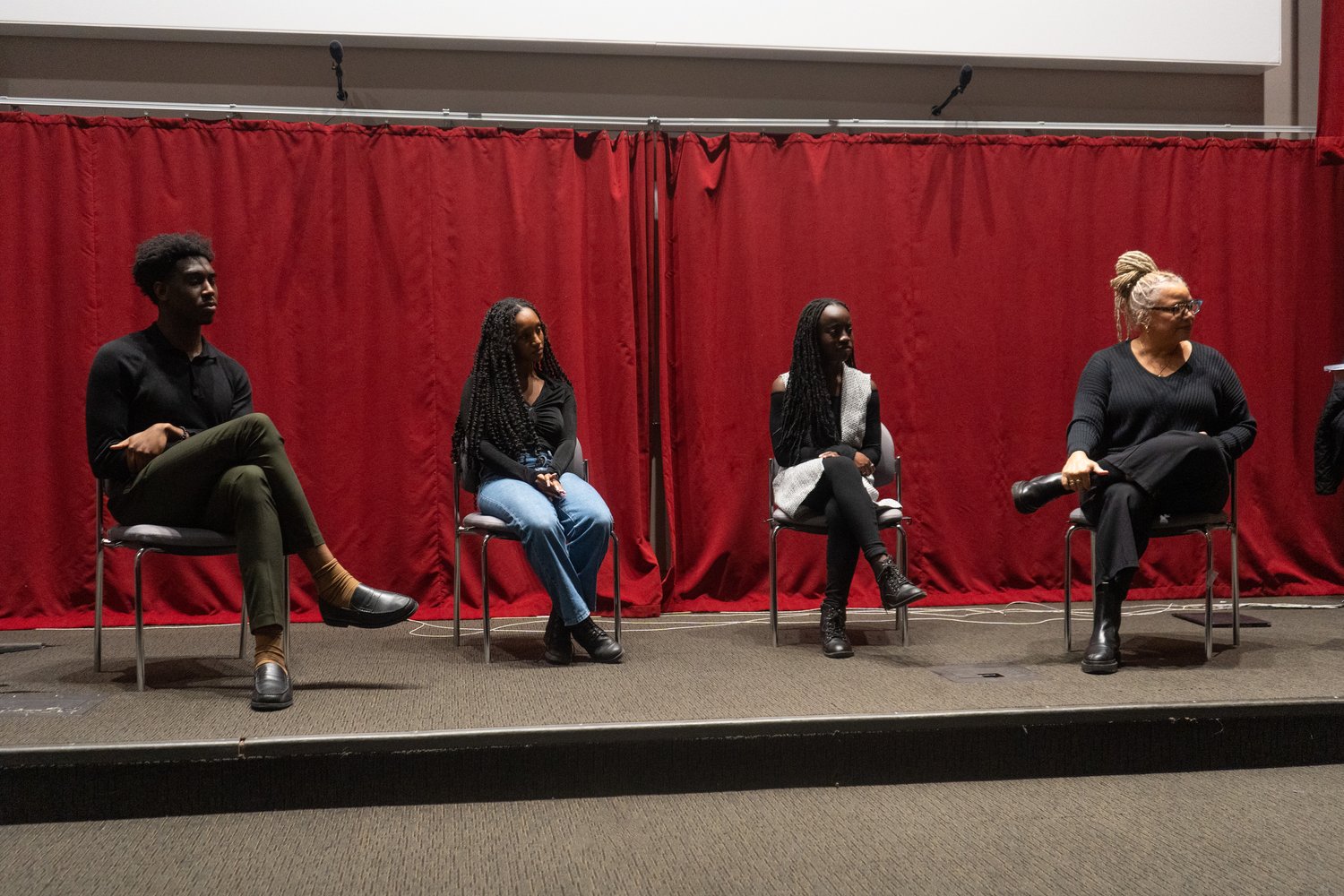 Former e-board members onstage with Kasi Lemmons.