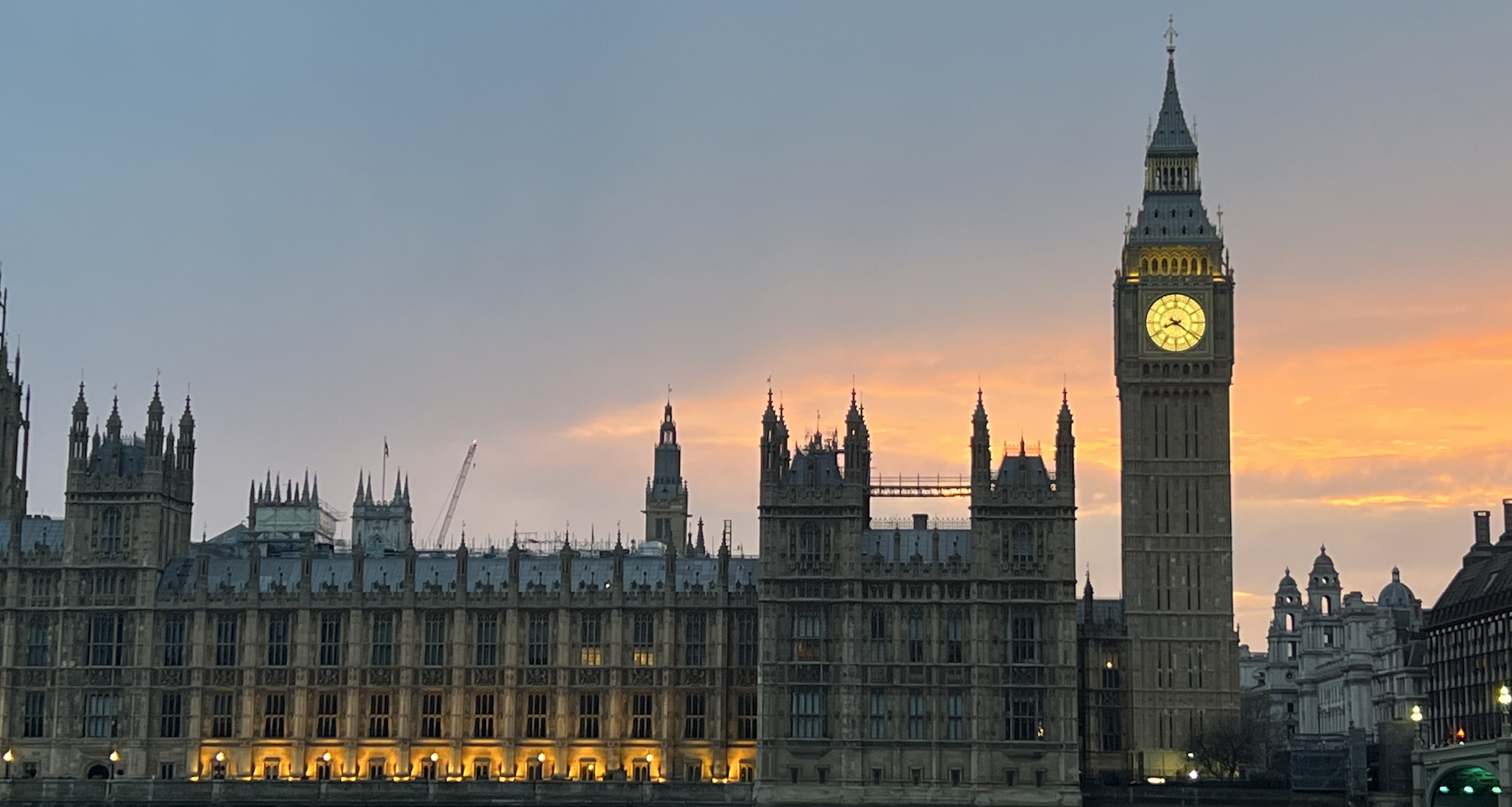Beautiful London Sunset Over Big Ben Clock Tower.