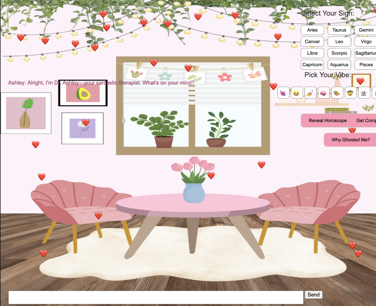 A screenshot from p5.js sketch for the chatbot class final