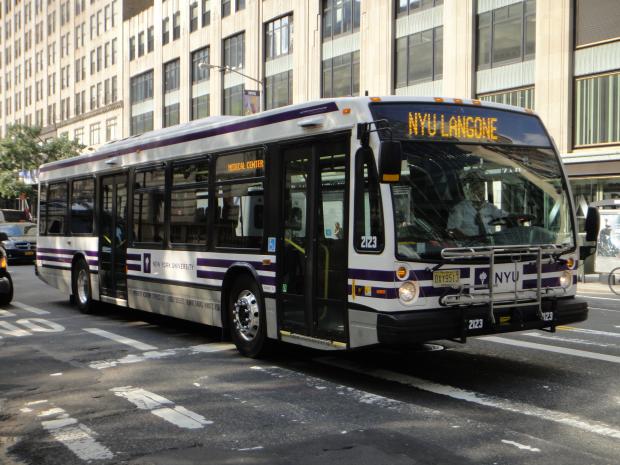 nyu shuttle on the street