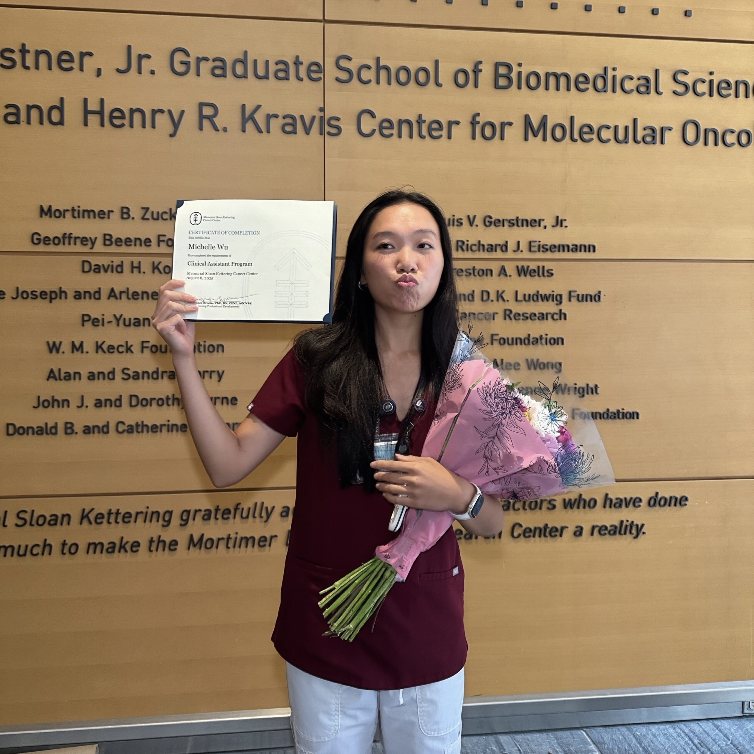 Me after officially completing my nurse externship at Memorial Sloan Kettering
