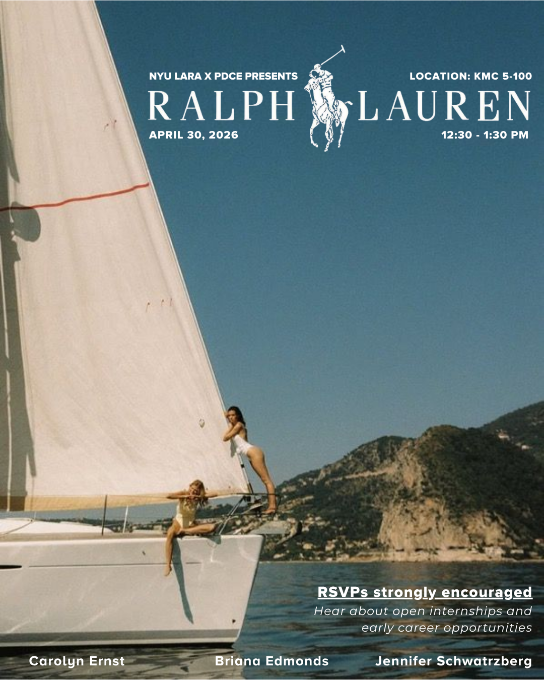 Promotional event poster featuring a sailboat on calm water with mountains in the background.