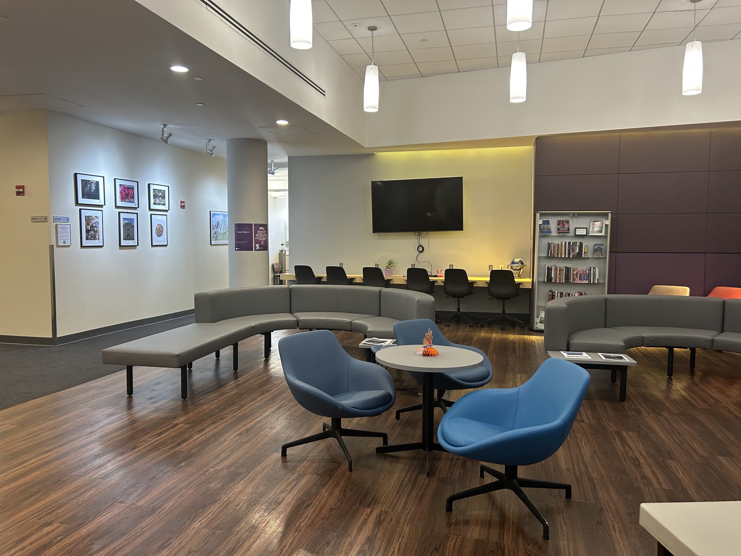 Small lobby area with chairs and couches