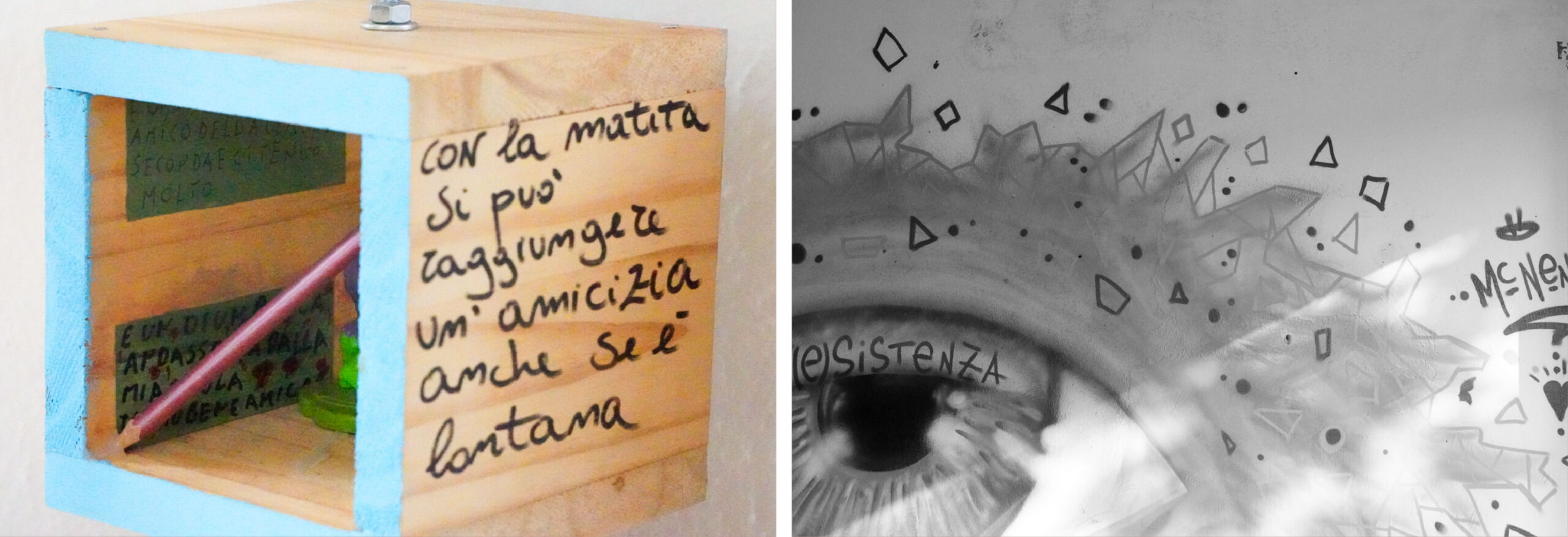 Small boxes of the children’s personal items displayed in MOSS Museum, Naples (left), inspired Sophia’s mid-term project (right), a photographic essay film.