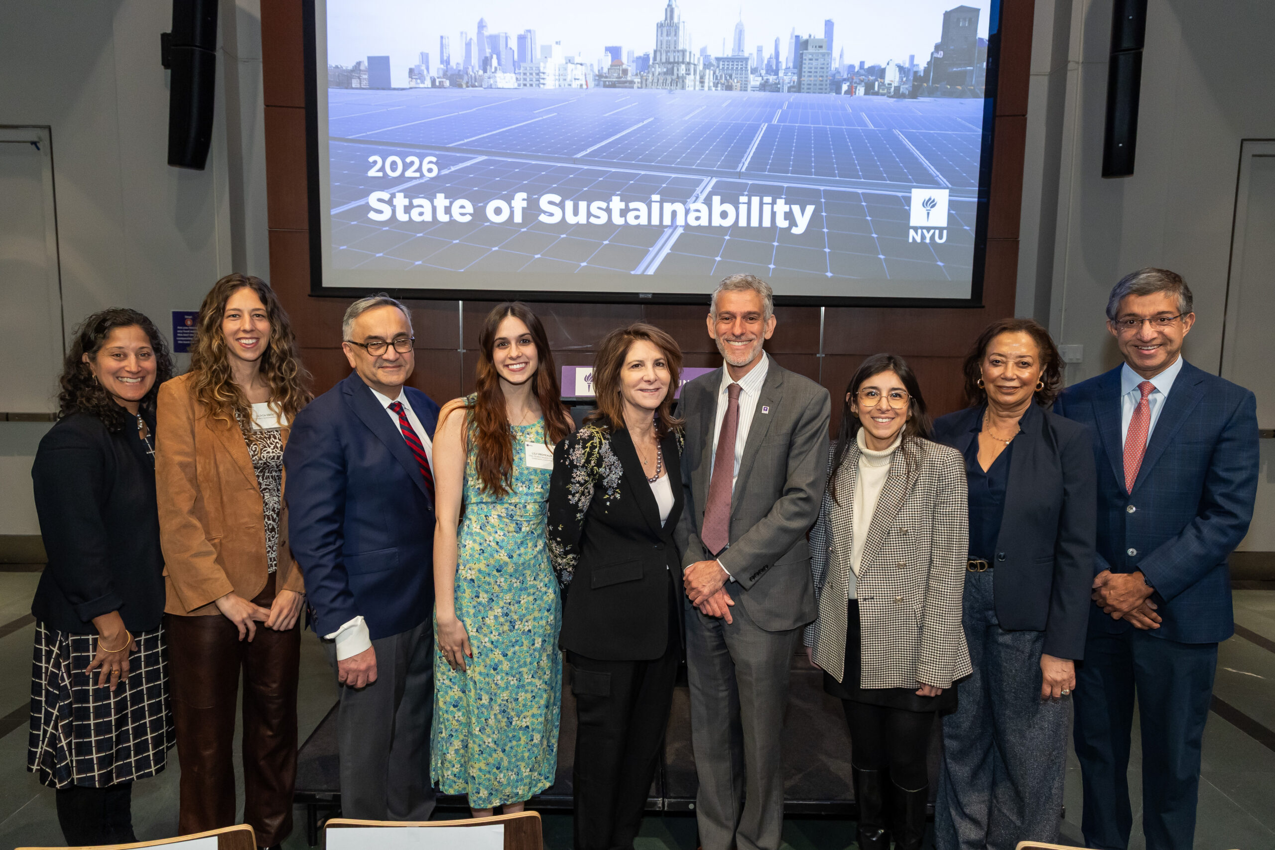 Lily with fellow attendees, including President Linda Mills, at the State of Sustainability Conference.