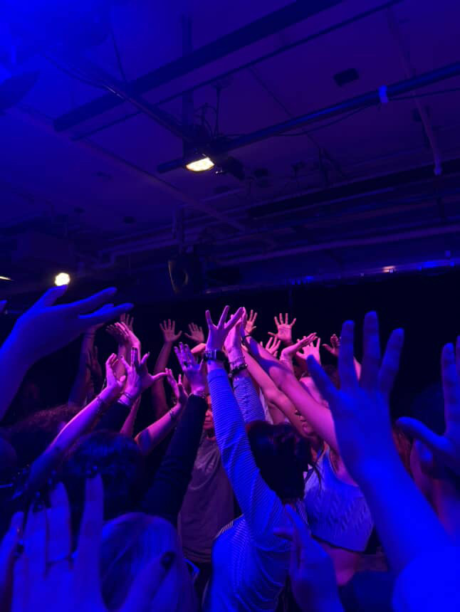 Students participating in performance together